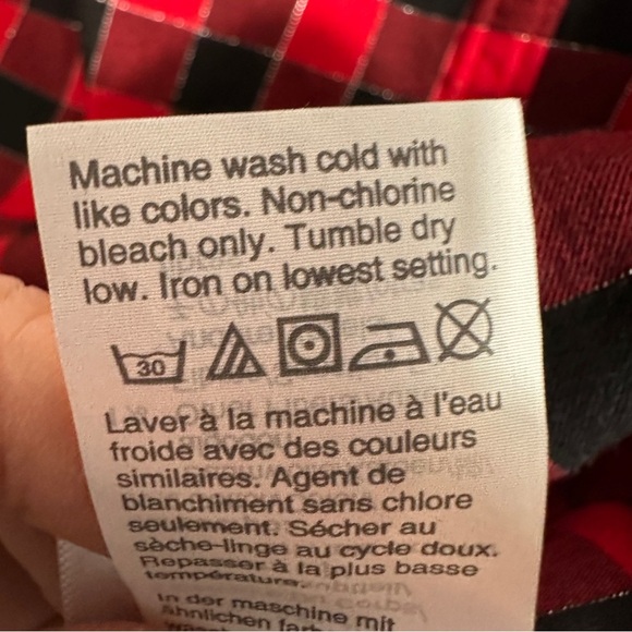 J. Crew size XS red/black check top with silver metallic threads, long sleeve - Picture 8 of 11